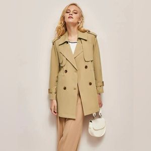 Mid Length Khaki Tan Spring Fashion Trench Coat Jacket